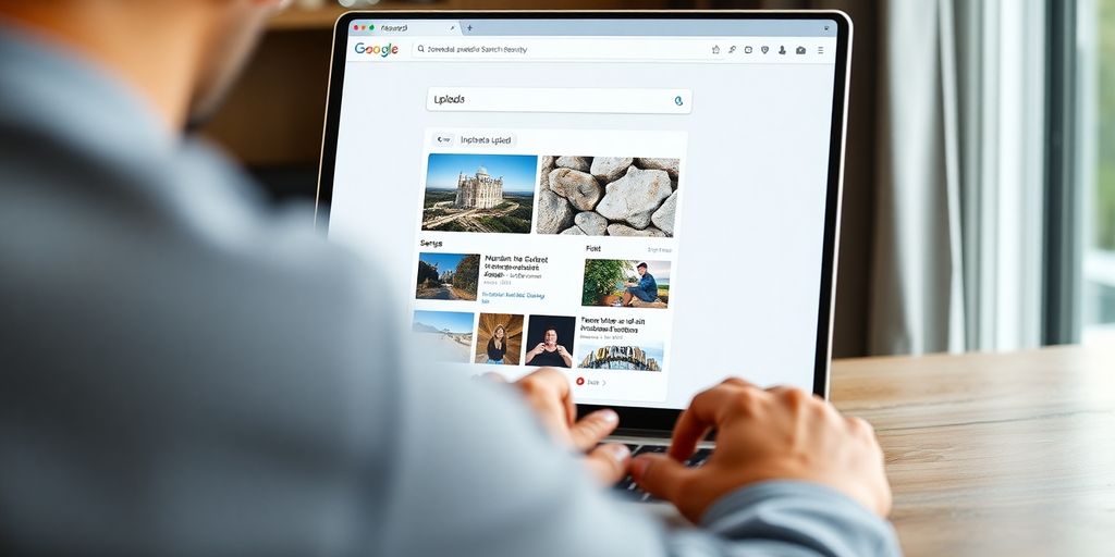 User uploading photos on Google Search interface.